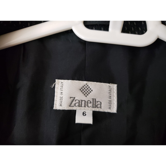 Y2K Zanella Womens Blazer Size 6 Lined Italy Black Office Siren Career Business - Picture 8 of 8